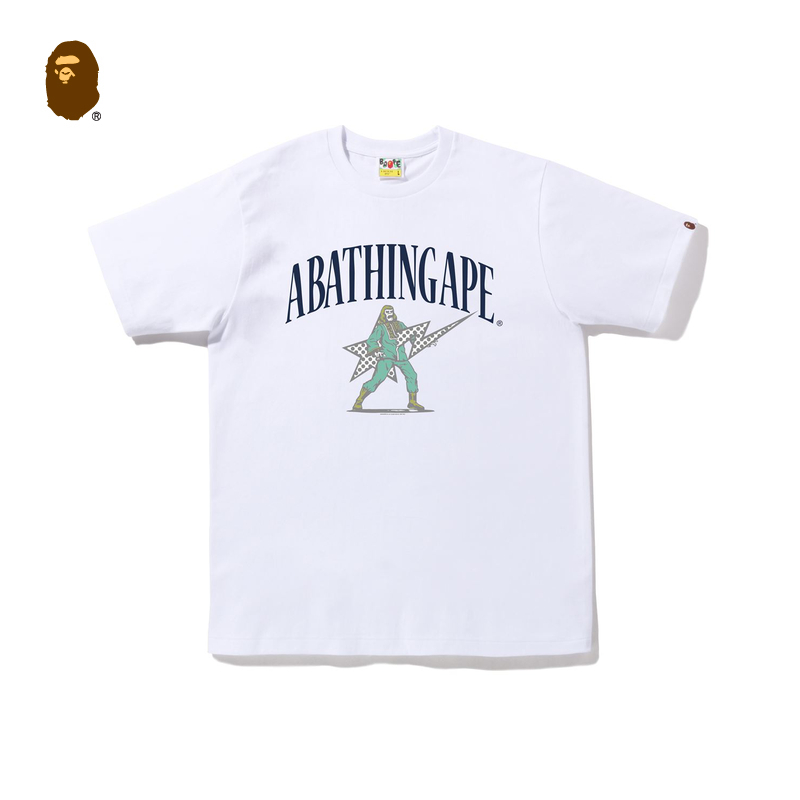 BAPE メンズ 春夏 猿文字 STA 星柄 プリント 半袖 Tシャツ