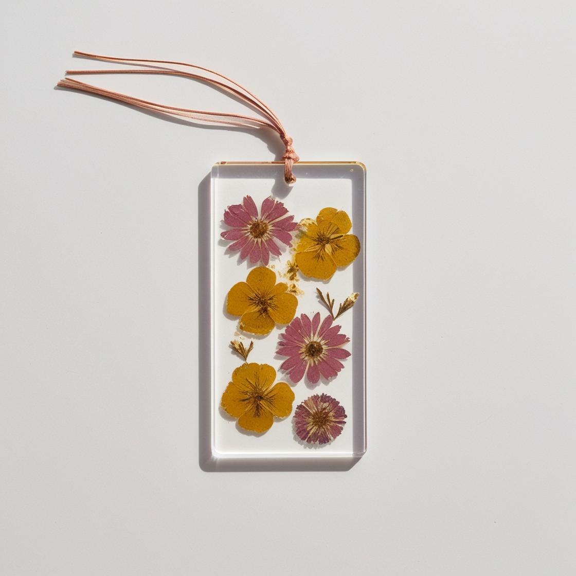 Pressed Floral Acrylic Bookmark