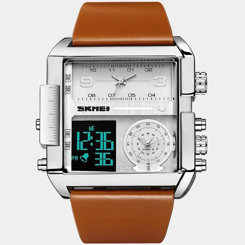 Men's waterproof square large dial quartz watch  