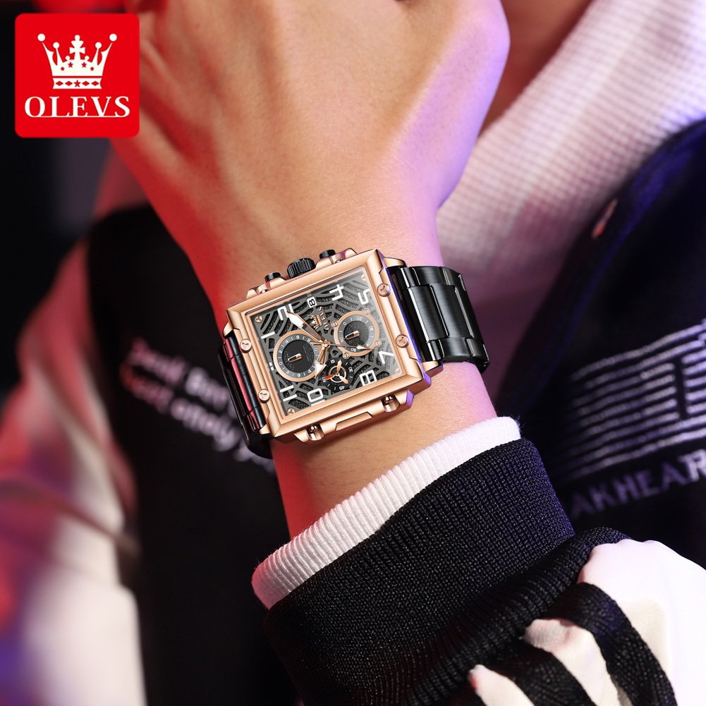 Olevs fine steel fashion multifunctional waterproof luminous quartz  men's watch  