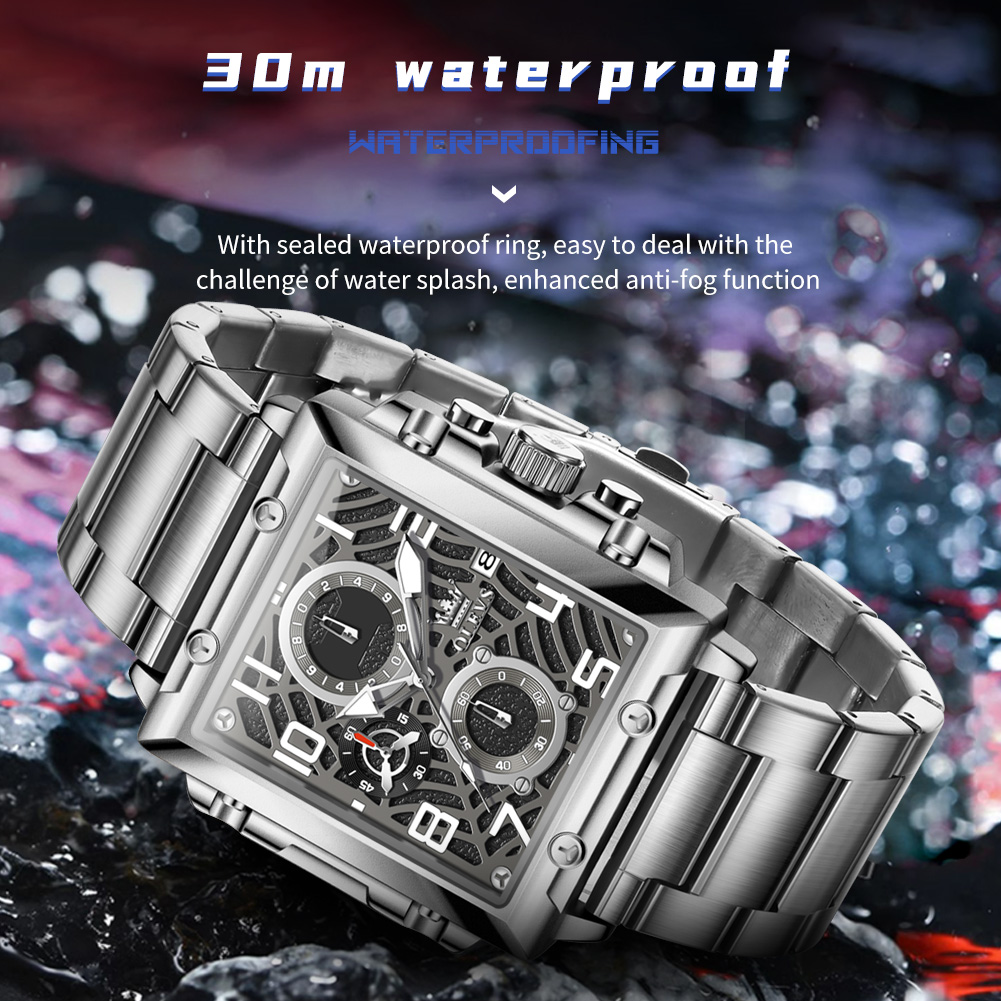 Olevs fine steel fashion multifunctional waterproof luminous quartz  men's watch  