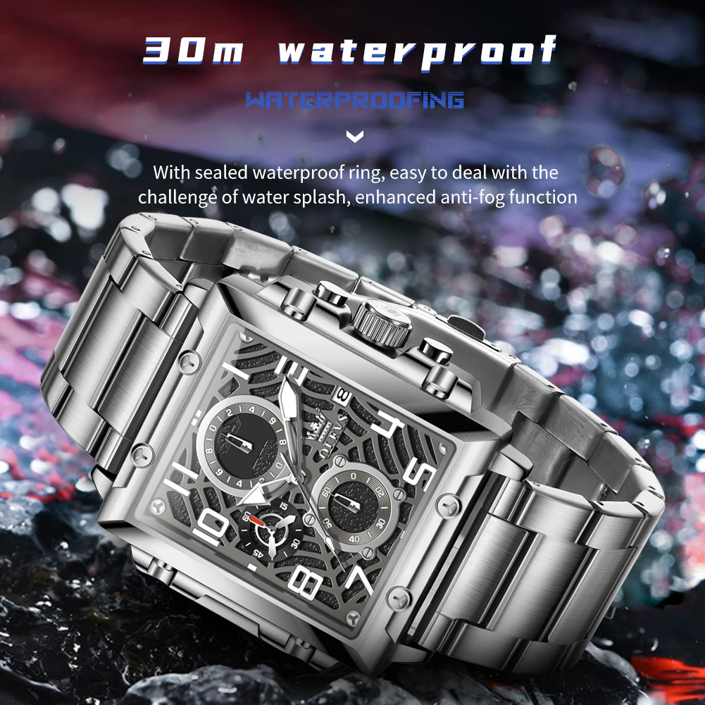 Olevs fine steel fashion multifunctional waterproof luminous quartz  men's watch  