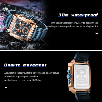 Olevs fine steel fashion multifunctional waterproof luminous quartz  men's watch  