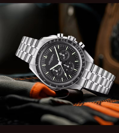 Men's non-mechanical watch high-end genuine fashion small green dial luminous waterproof steel belt quartz watch