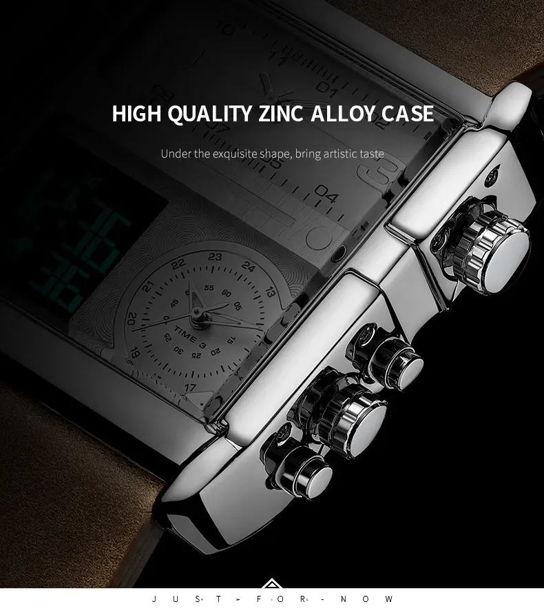 Men's waterproof square large dial quartz watch  