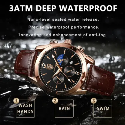 New style fashion leather top brand luxury waterproof sports quartz men's watch