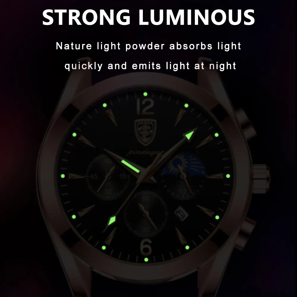 New style fashion leather top brand luxury waterproof sports quartz men's watch