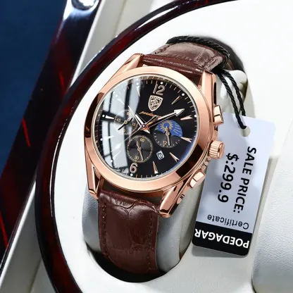 New style fashion leather top brand luxury waterproof sports quartz men's watch