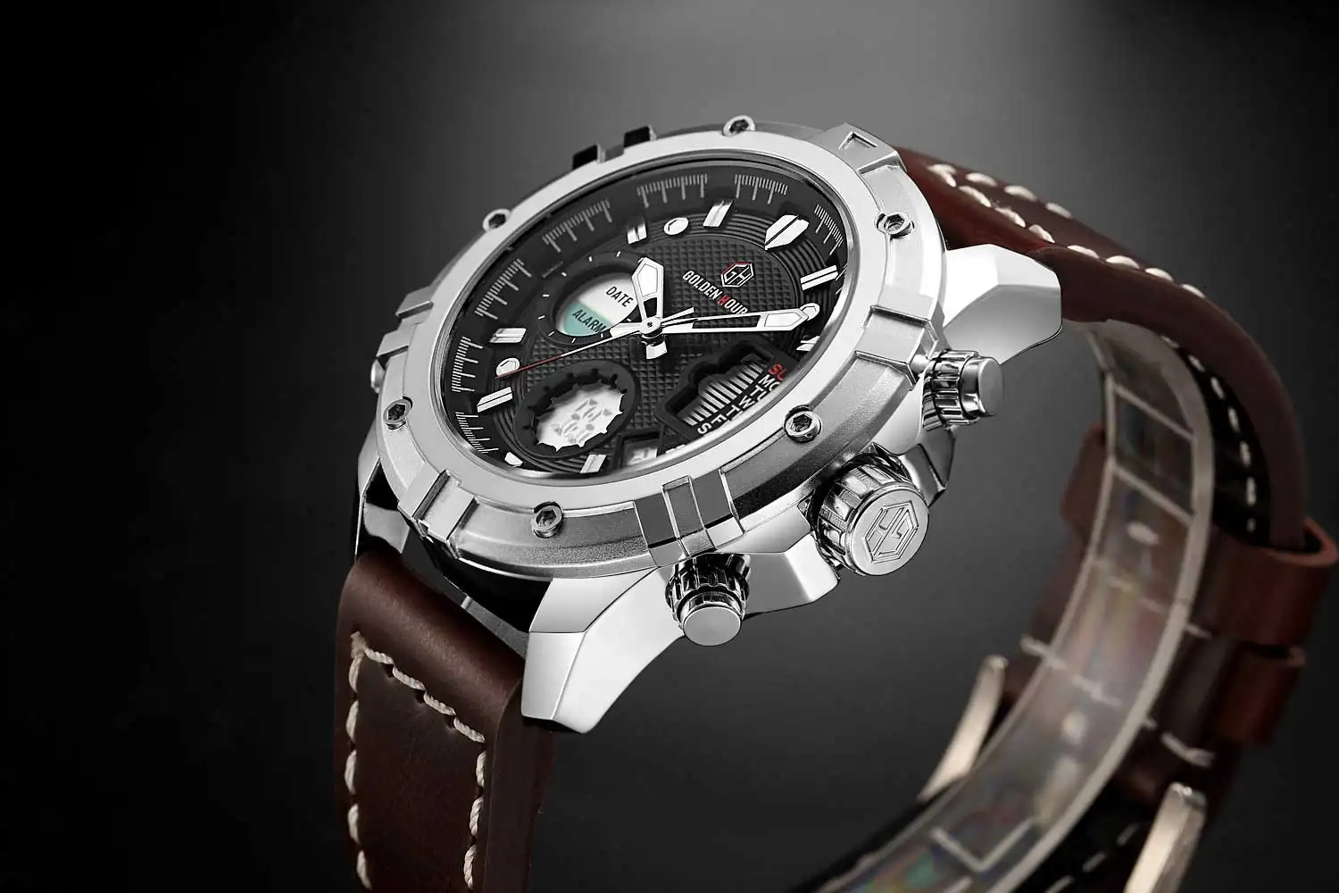 Wrist Fashion Dual Time Analog Watch Cool Customized Digital Outdoor Sports Watch for Men