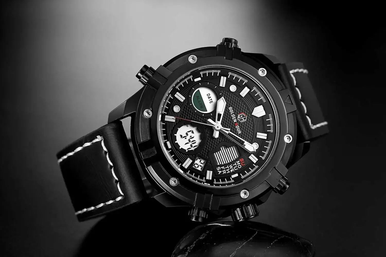Wrist Fashion Dual Time Analog Watch Cool Customized Digital Outdoor Sports Watch for Men