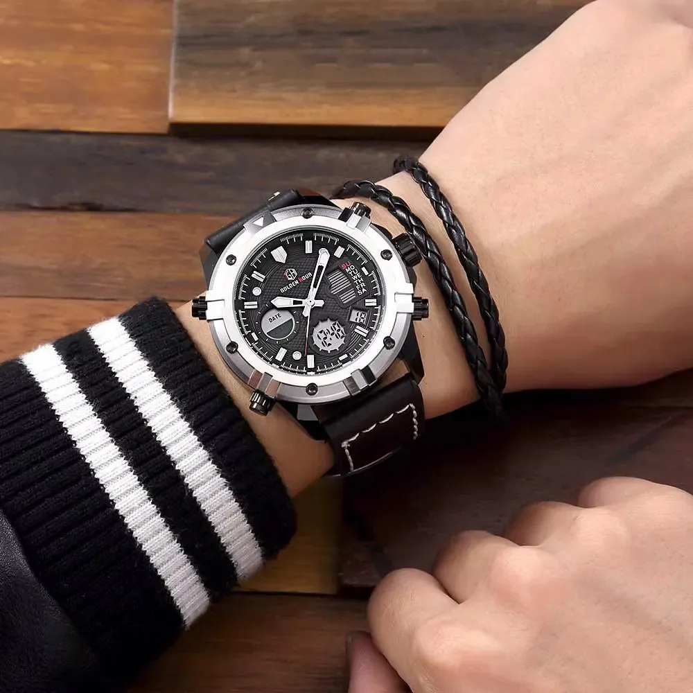 Wrist Fashion Dual Time Analog Watch Cool Customized Digital Outdoor Sports Watch for Men