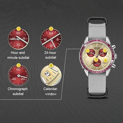 2025 new men's watch multi-function chronograph canvas