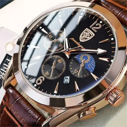 New style fashion leather top brand luxury waterproof sports quartz men's watch