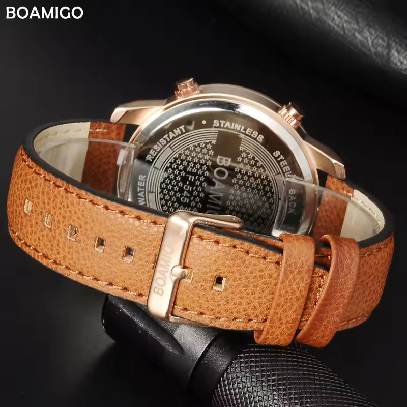 Sports Men's Electronic Watch Genuine Leather Strap High-end Business Waterproof Luminous Three-movement Watch