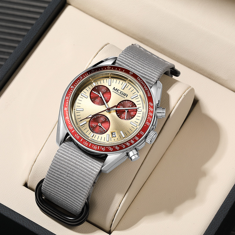 2025 new men's watch multi-function chronograph canvas