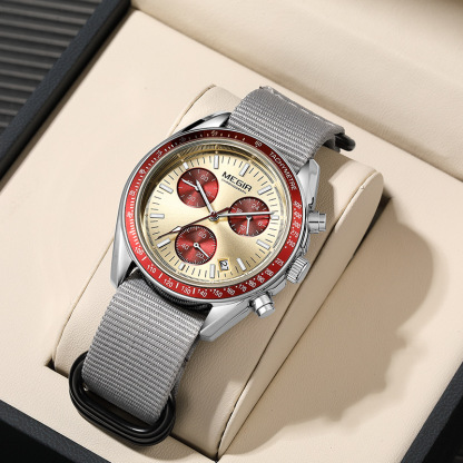 2025 new men's watch multi-function chronograph canvas