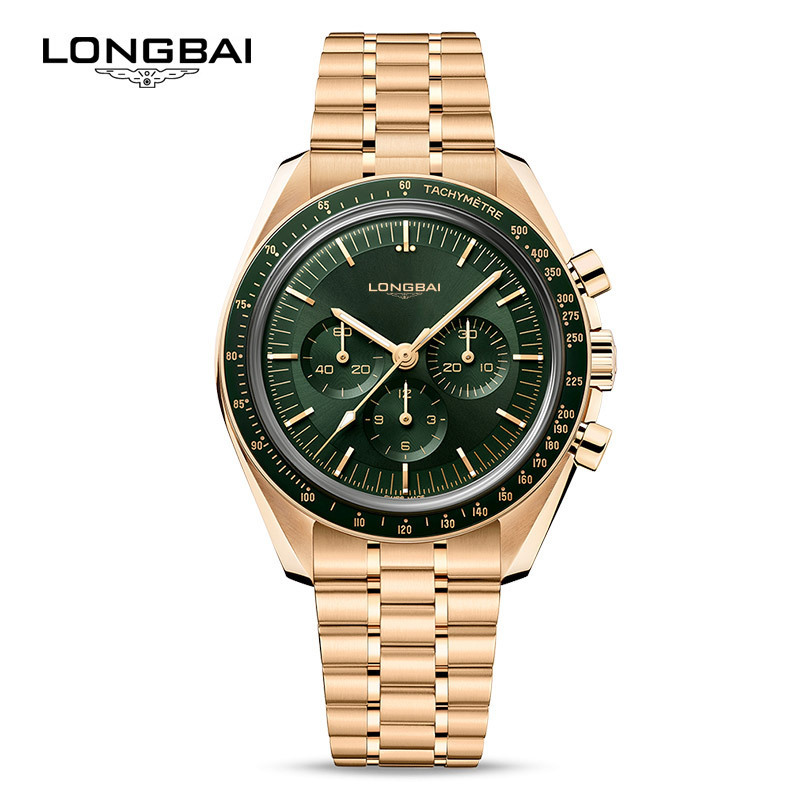 Men's non-mechanical watch high-end genuine fashion small green dial luminous waterproof steel belt quartz watch