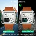 Men's waterproof square large dial quartz watch  