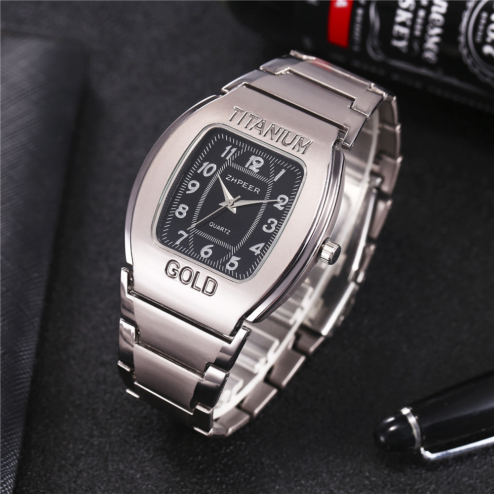  New Fashion Men's Wine Barrel Steel Band Watch Casual Quartz Watch