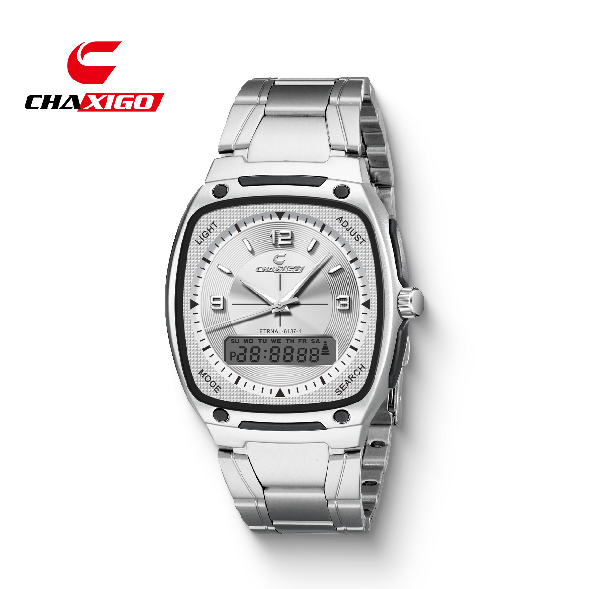CHAXIGO Fashion Men's Watch Luminous Waterproof Alloy Men's Square Ele
