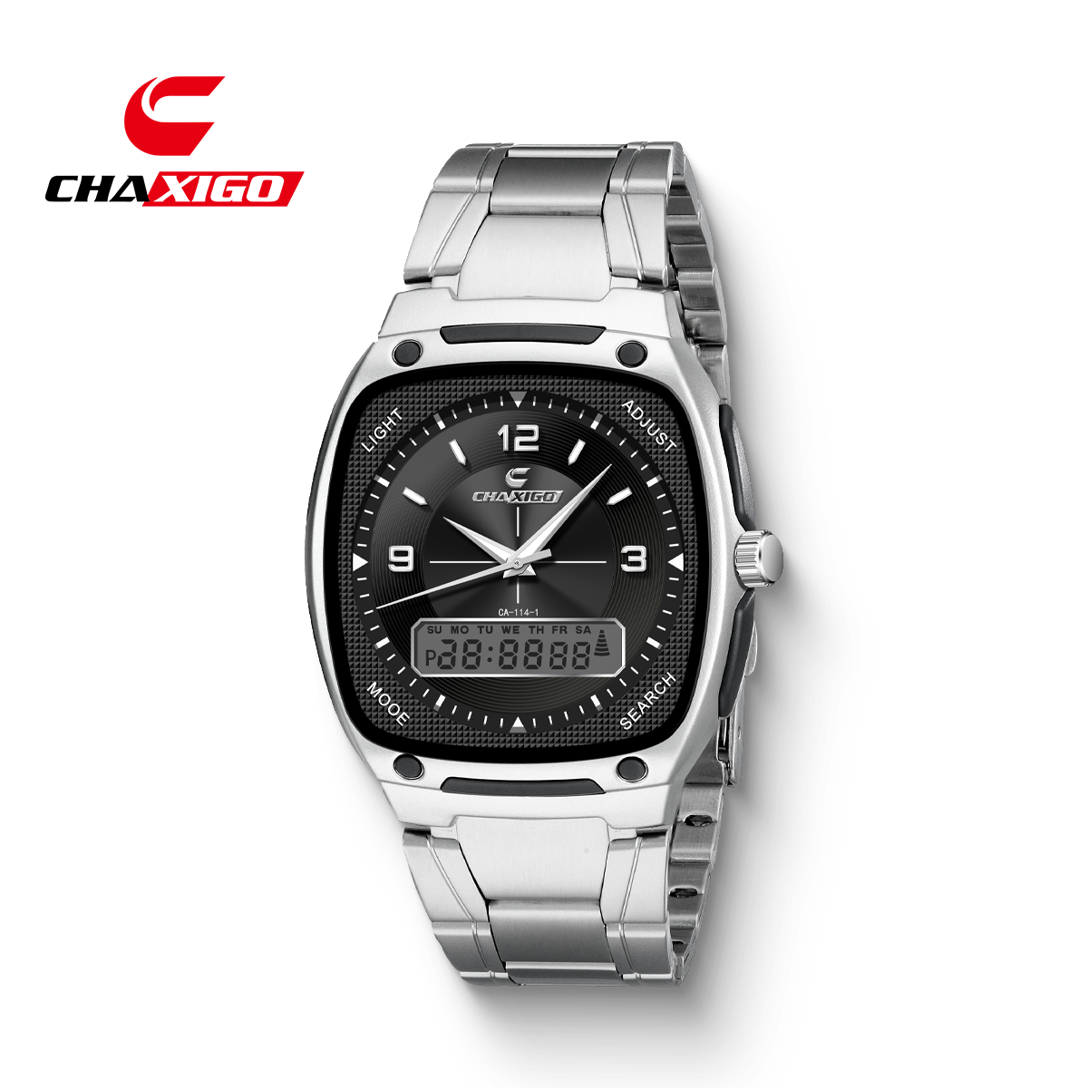 CHAXIGO Fashion Men's Watch Luminous Waterproof Alloy Men's Square Electronic Watch