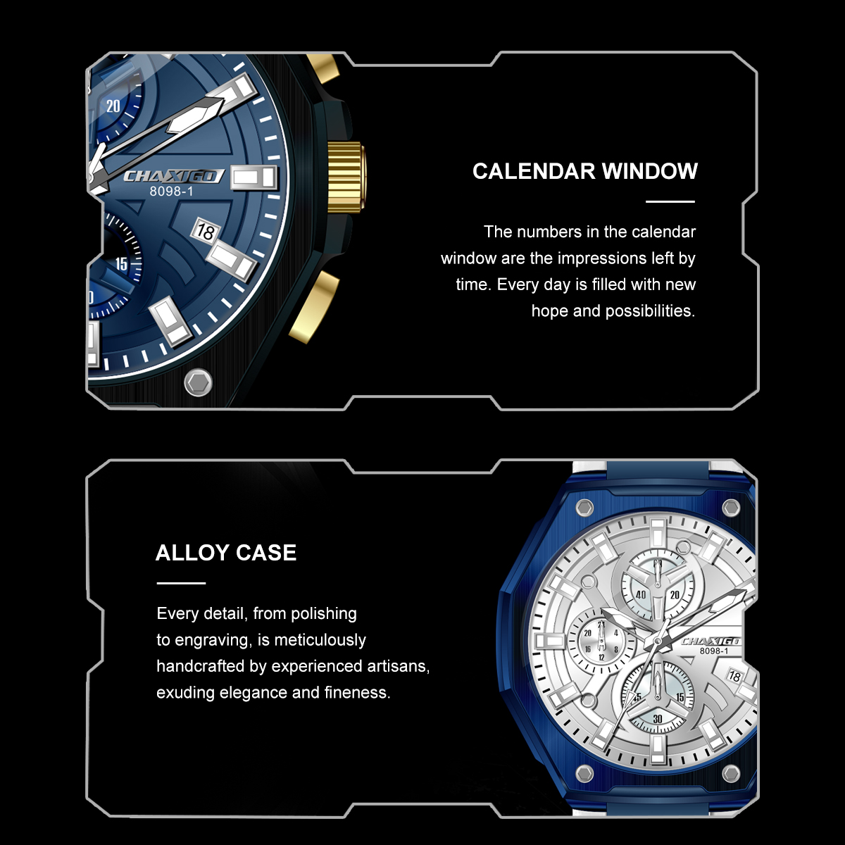 CHAXIGO Swiss waterproof men's watch luminous decoration six-pin fashion sports watch