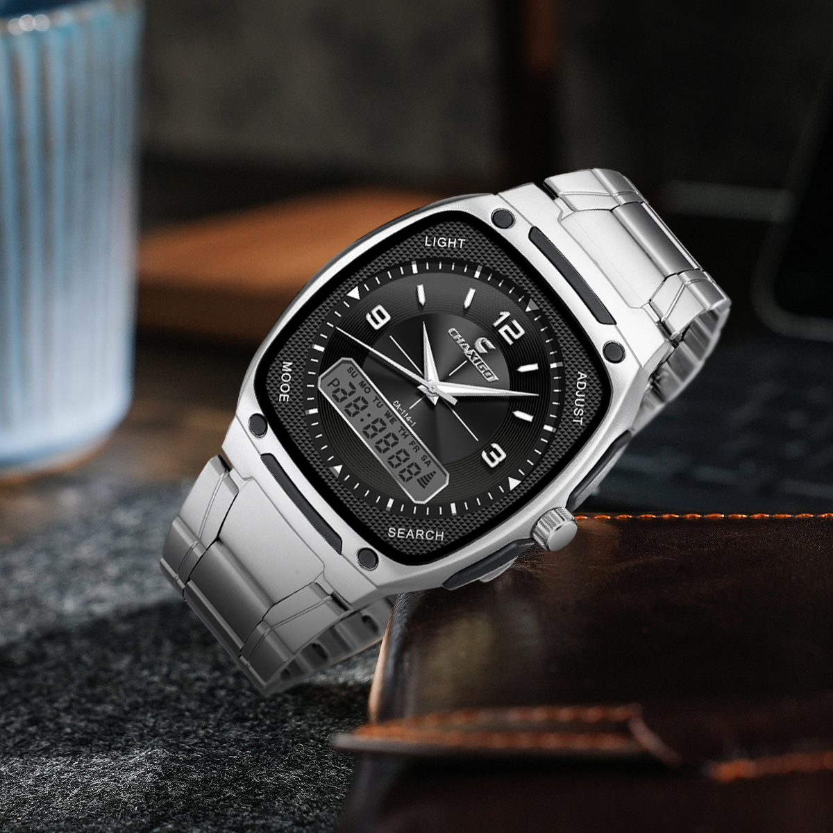 CHAXIGO Fashion Men's Watch Luminous Waterproof Alloy Men's Square Electronic Watch