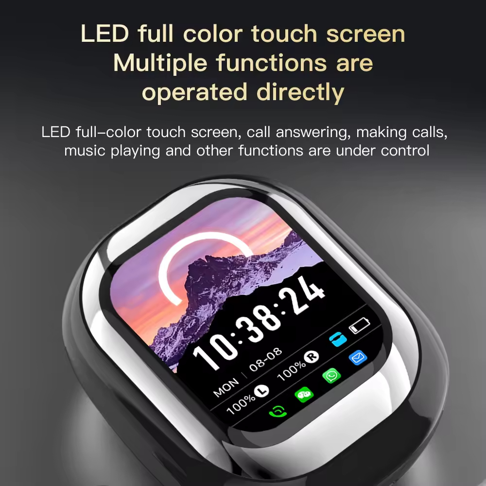 Touch screen noise reduction headphones support making calls, displaying contacts and applying message notification