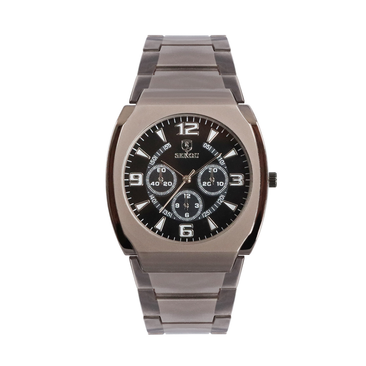 New Fashion Men's Tonneau Steel Strap Watch Casual Quartz Watch