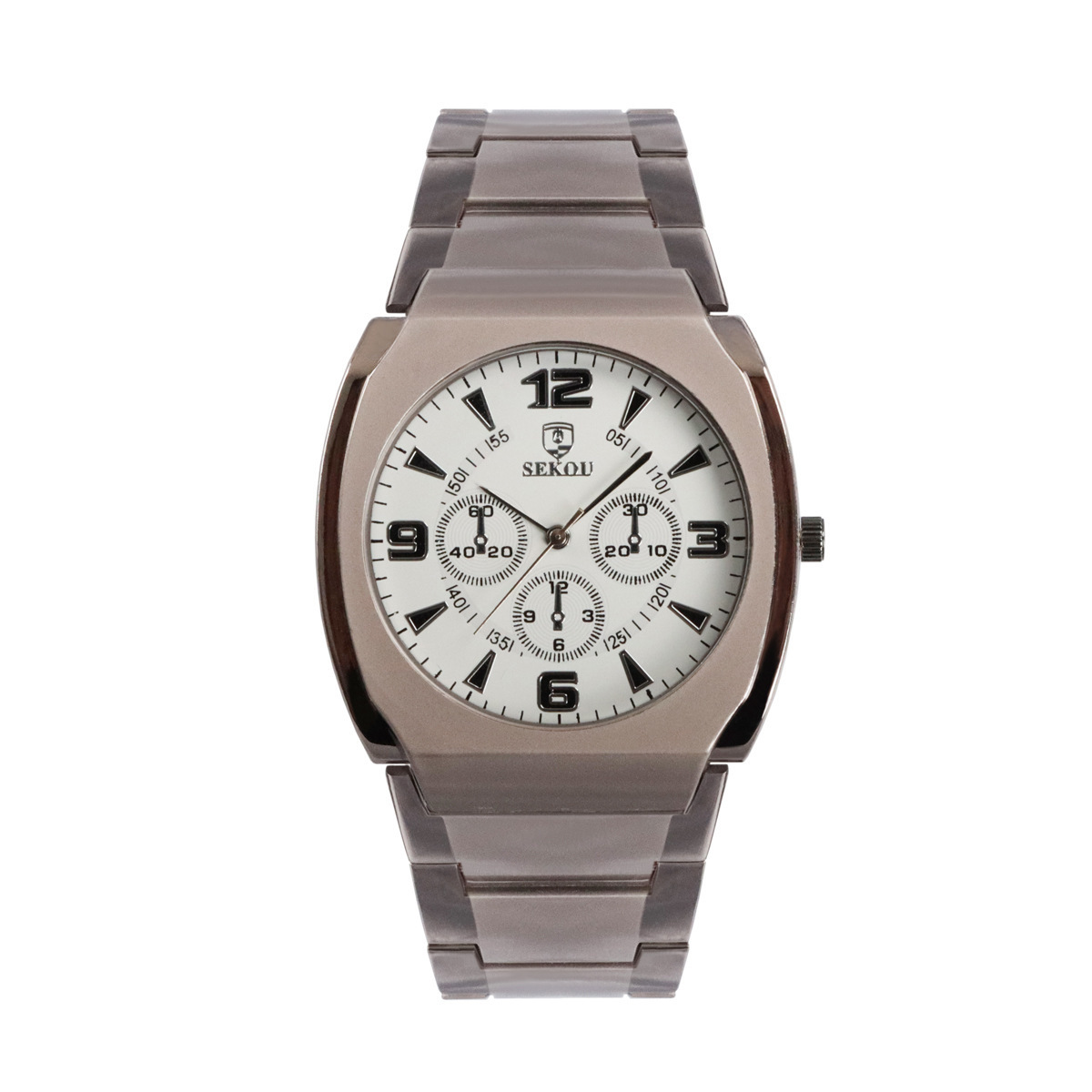 New Fashion Men's Tonneau Steel Strap Watch Casual Quartz Watch