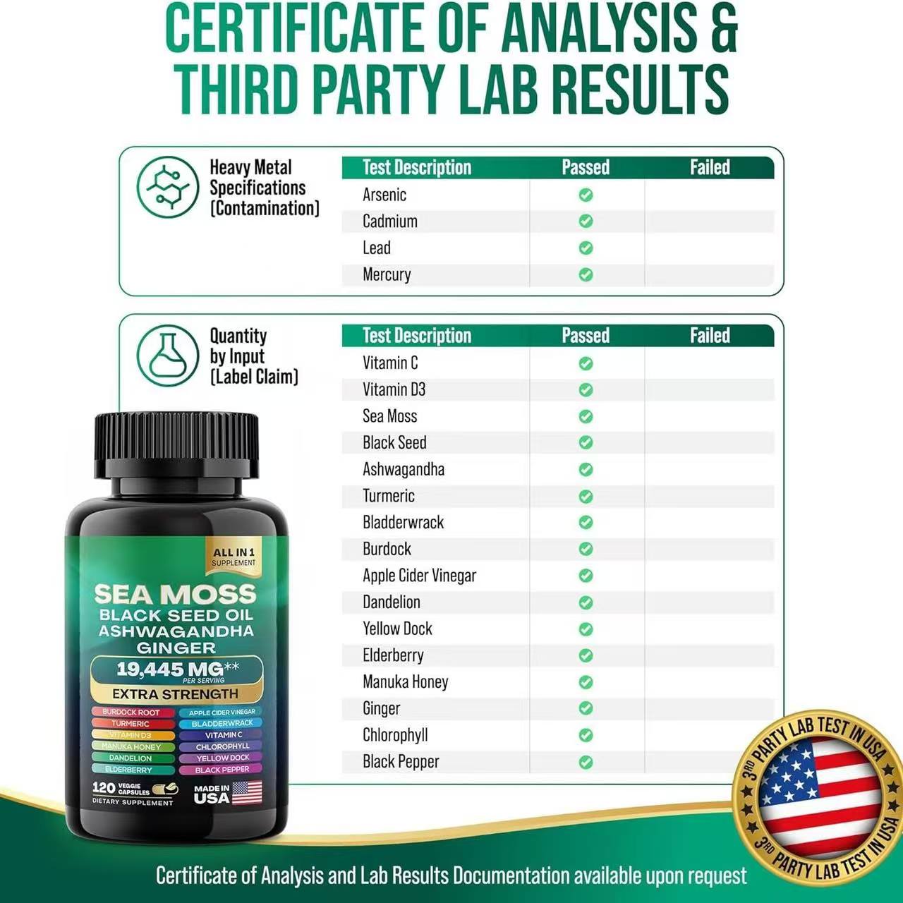 SEAMOSS HERBAL Kapsul Lumut Laut, Minyak Habbatussauda, Akar Ashwagandha dan Burdock Suplemen All in one