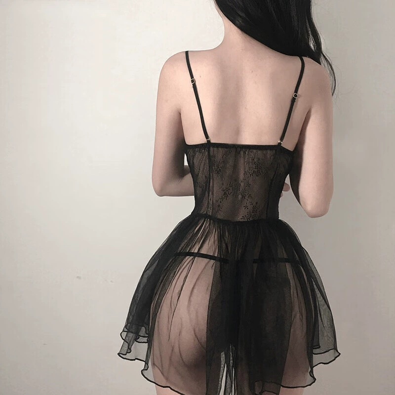 TMWSQ Premium Lace Babydoll Bodysuit Sexy Hot Lingerie Set Cosplay Angel Devil Ballerina Gown