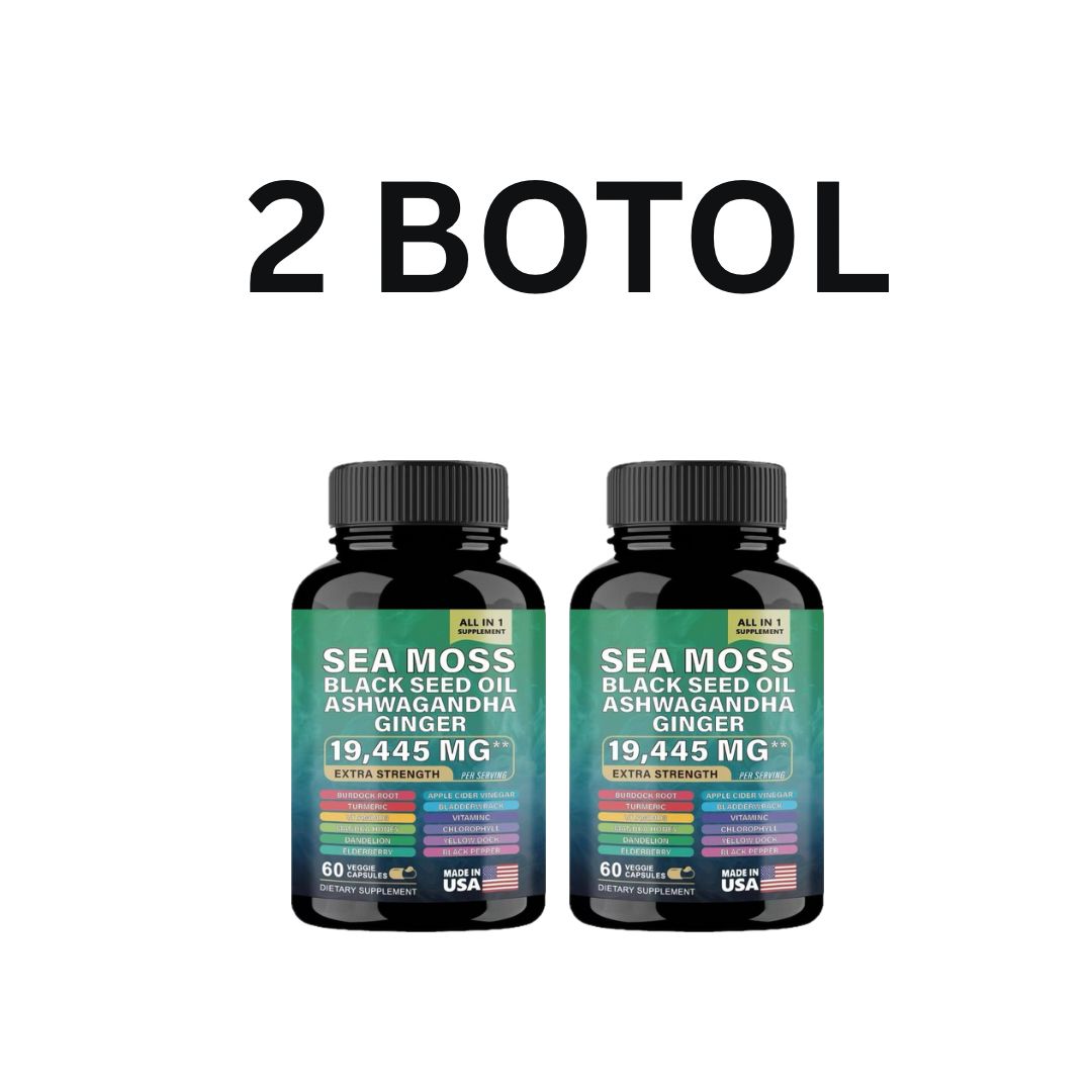 SEAMOSS HERBAL Kapsul Lumut Laut, Minyak Habbatussauda, Akar Ashwagandha dan Burdock Suplemen All in one