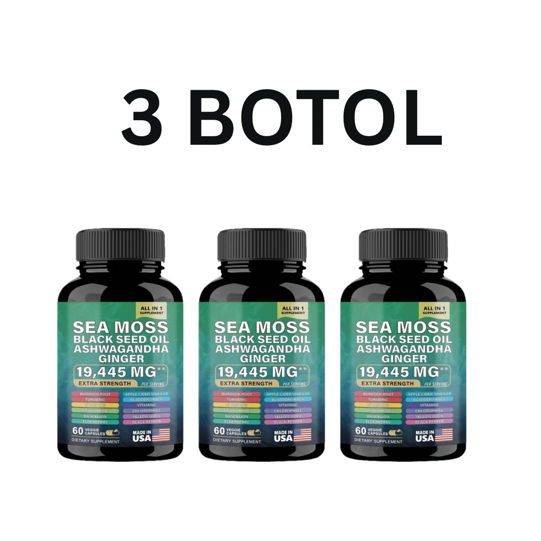 SEAMOSS HERBAL Kapsul Lumut Laut, Minyak Habbatussauda, Akar Ashwagandha dan Burdock Suplemen All in one