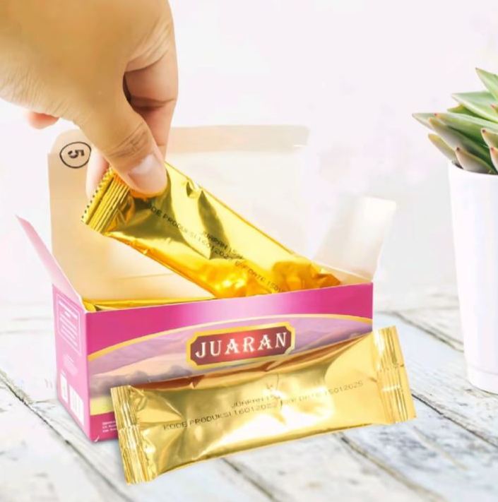 Juaran Serbuk Ginseng Herbal Original BPOM Isi 5 Sachet Multivitamin & Energi rasa Anggur.