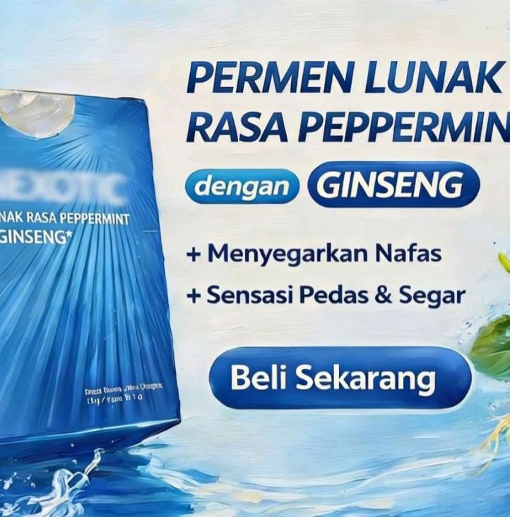 1 BOX PERMEN LUNAK RASA PEPPERMINT DENGAN GINSENG