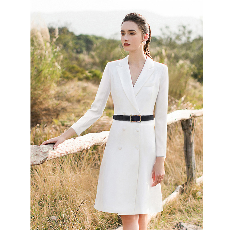 Workplace women's white commuting dress OL style professional attire