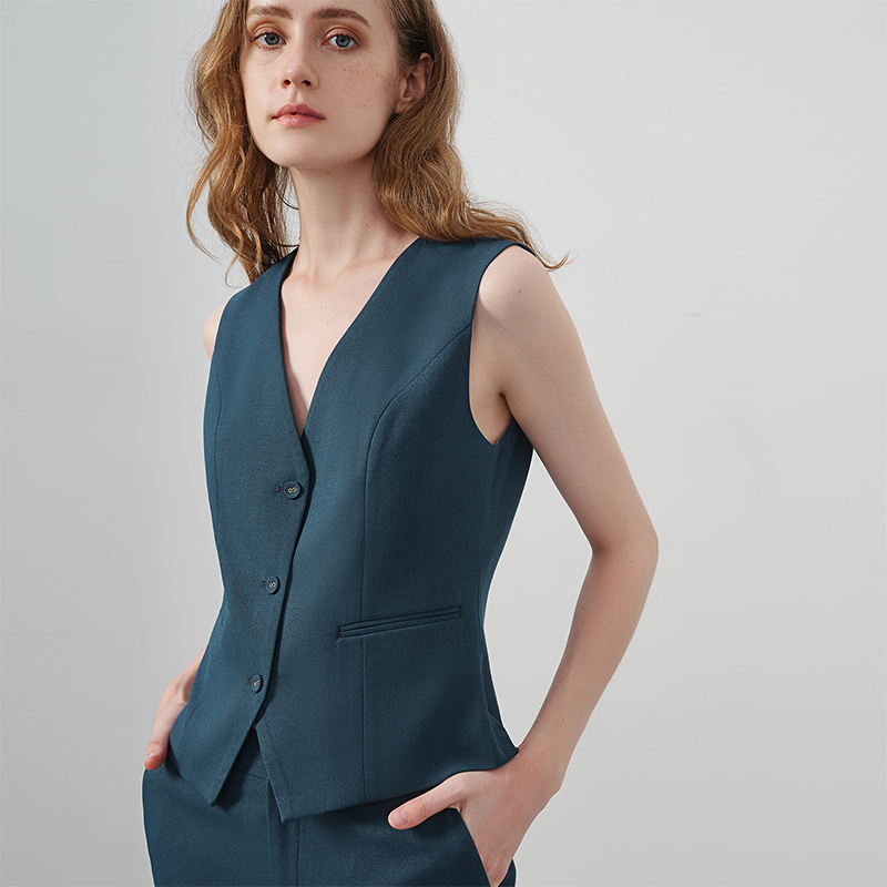 Women's Temperament Commuter Green Suit Three-piece Suit