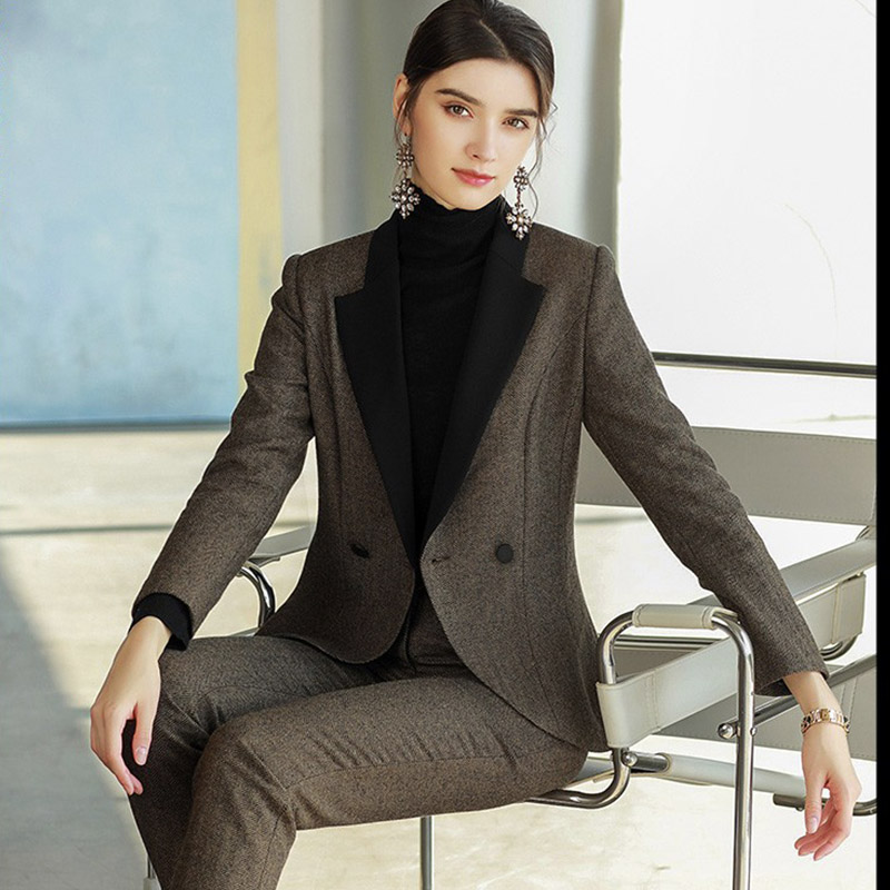 Oak Women's Autumn And Winter Thickened Woolen Matching Suit Set