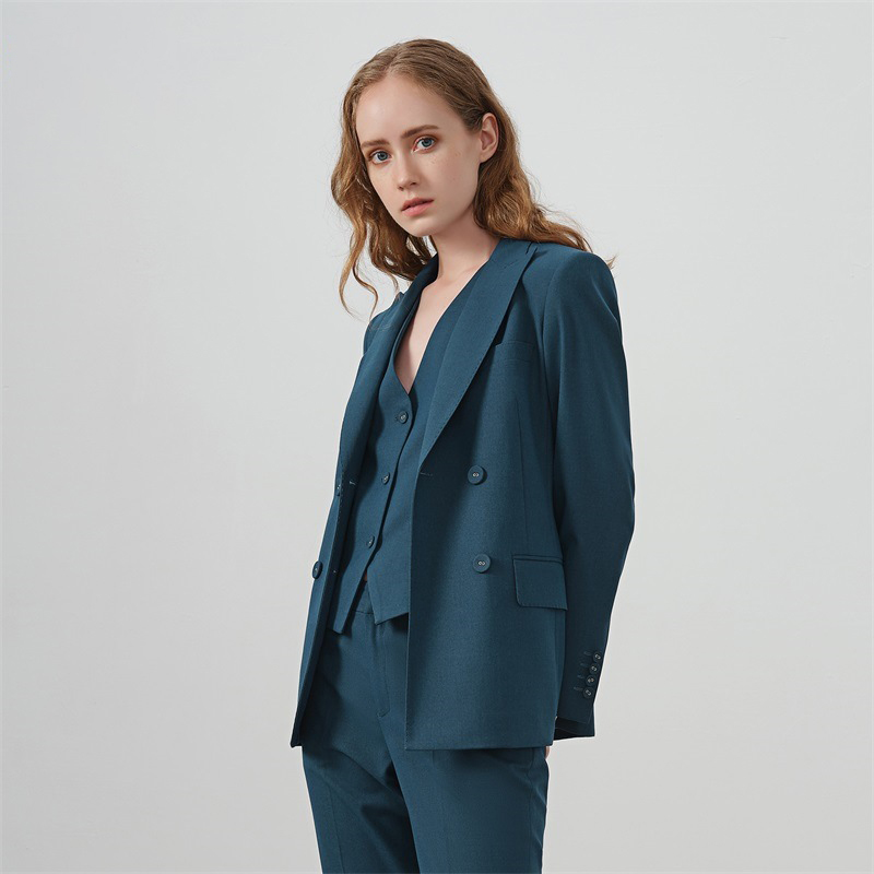 Women's Temperament Commuter Green Suit Three-piece Suit