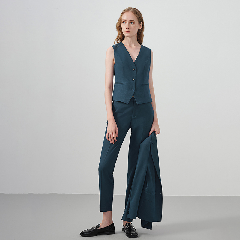 Women's Temperament Commuter Green Suit Three-piece Suit