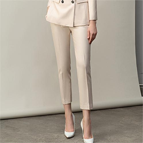 Beige White Professional Women's Autumn Winter Slim Fit Suit Set