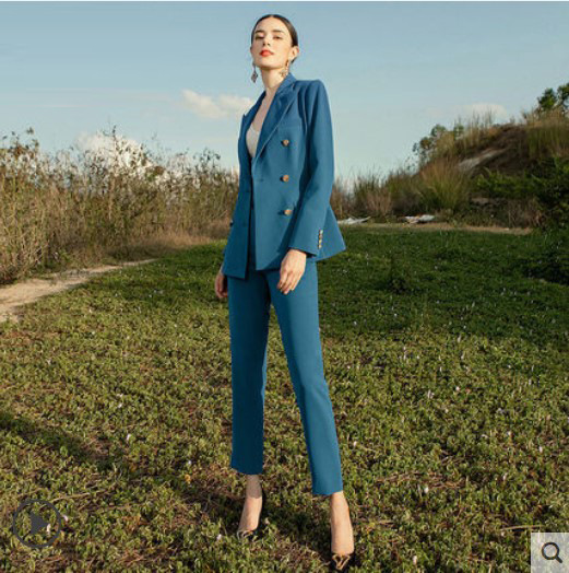 Klein Blue women's Professional Suit Pants Skirts Set