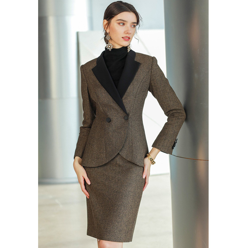 Oak Women's Autumn And Winter Thickened Woolen Matching Suit Set