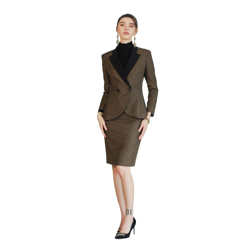 Oak Women's Autumn And Winter Thickened Woolen Matching Suit Set
