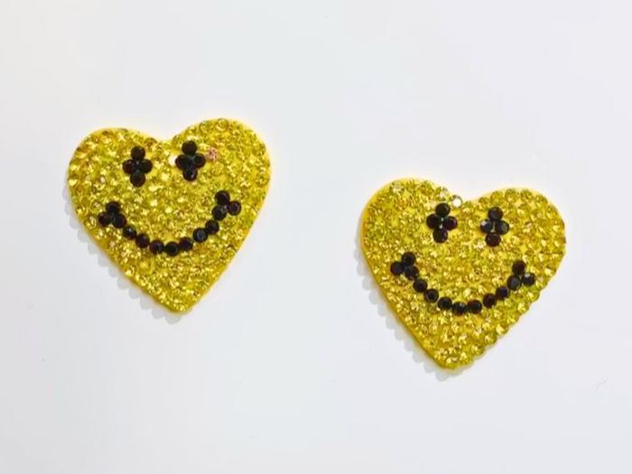 ラインストーン付き　ニコニコハート