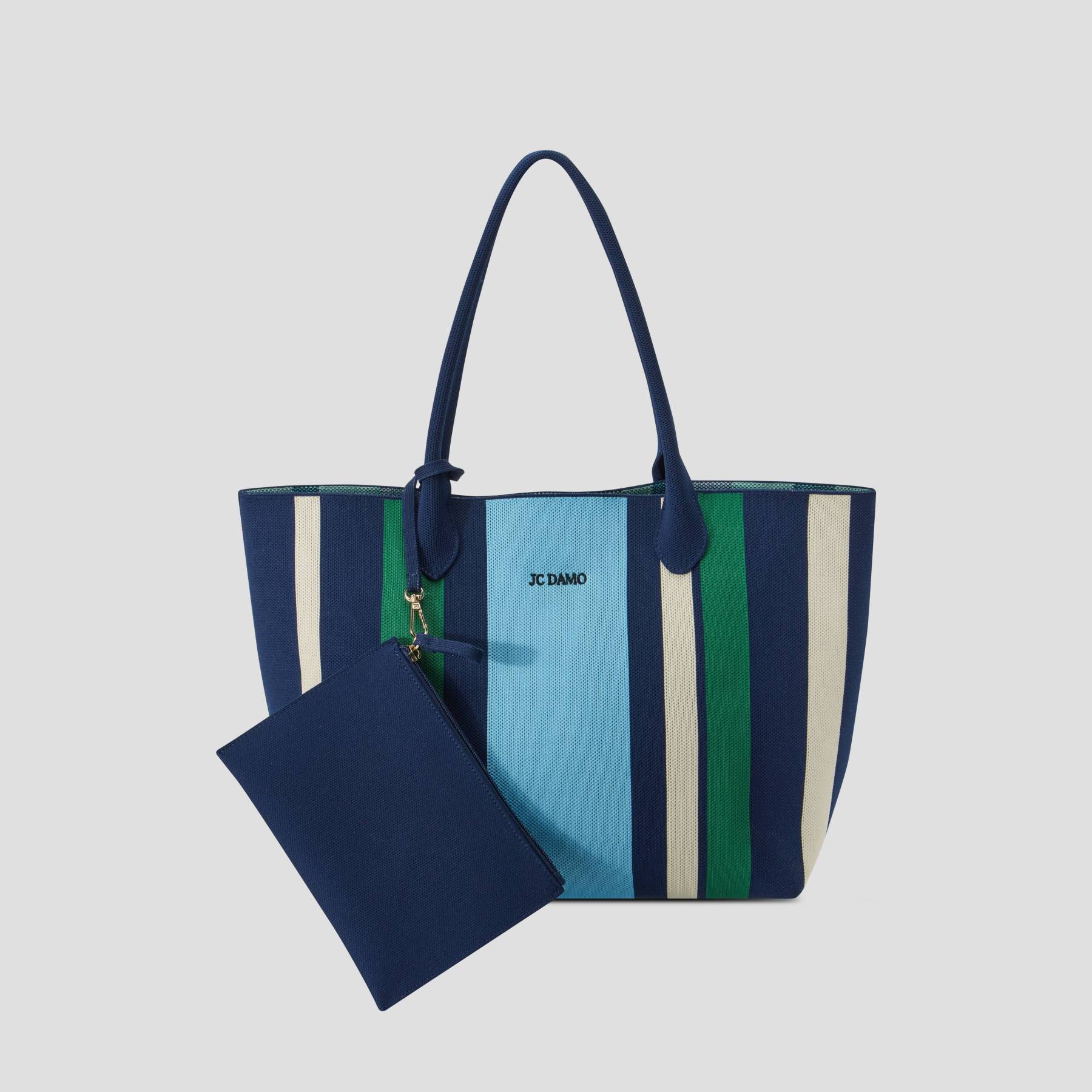 Striped color-blocking market basket bag