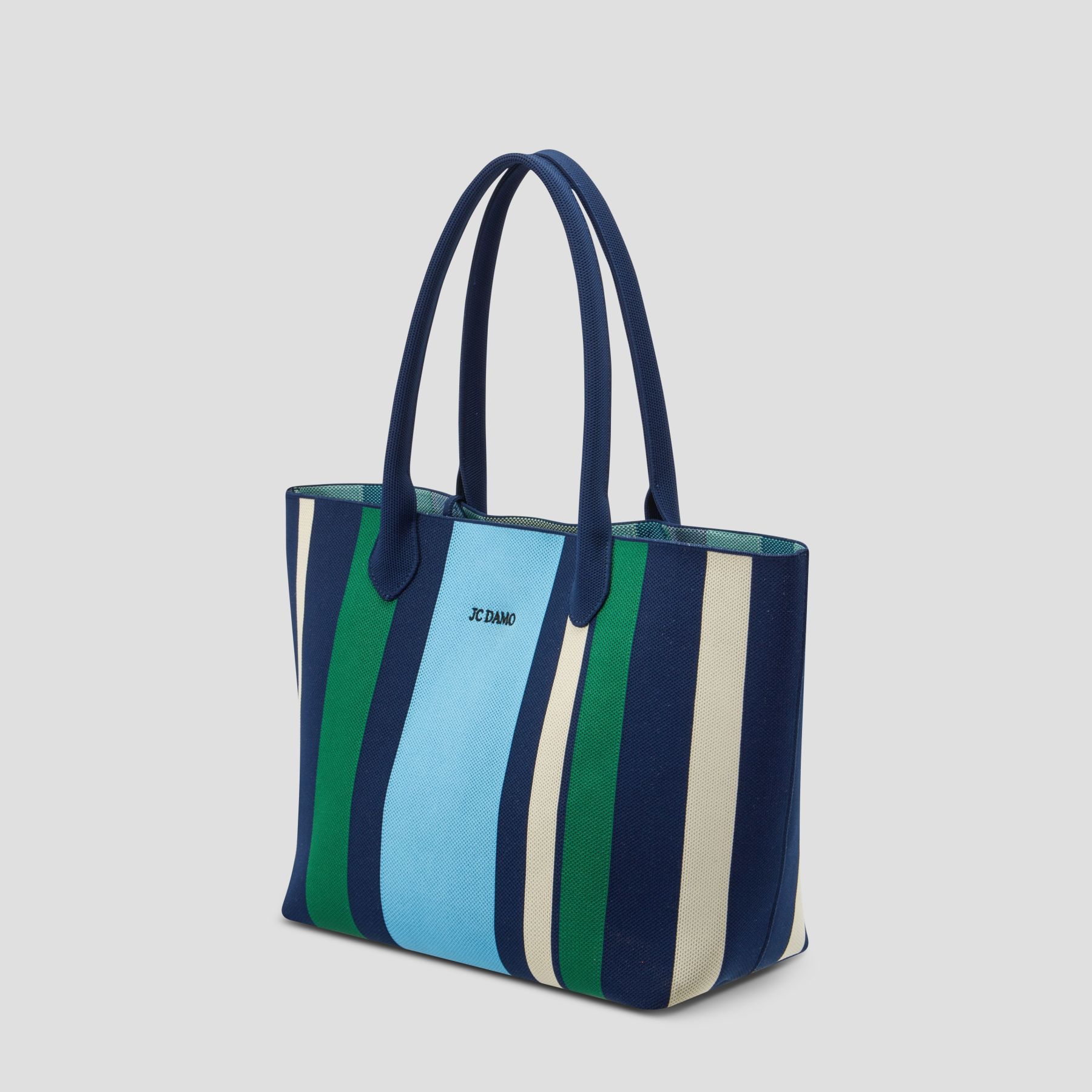 Striped color-blocking market basket bag
