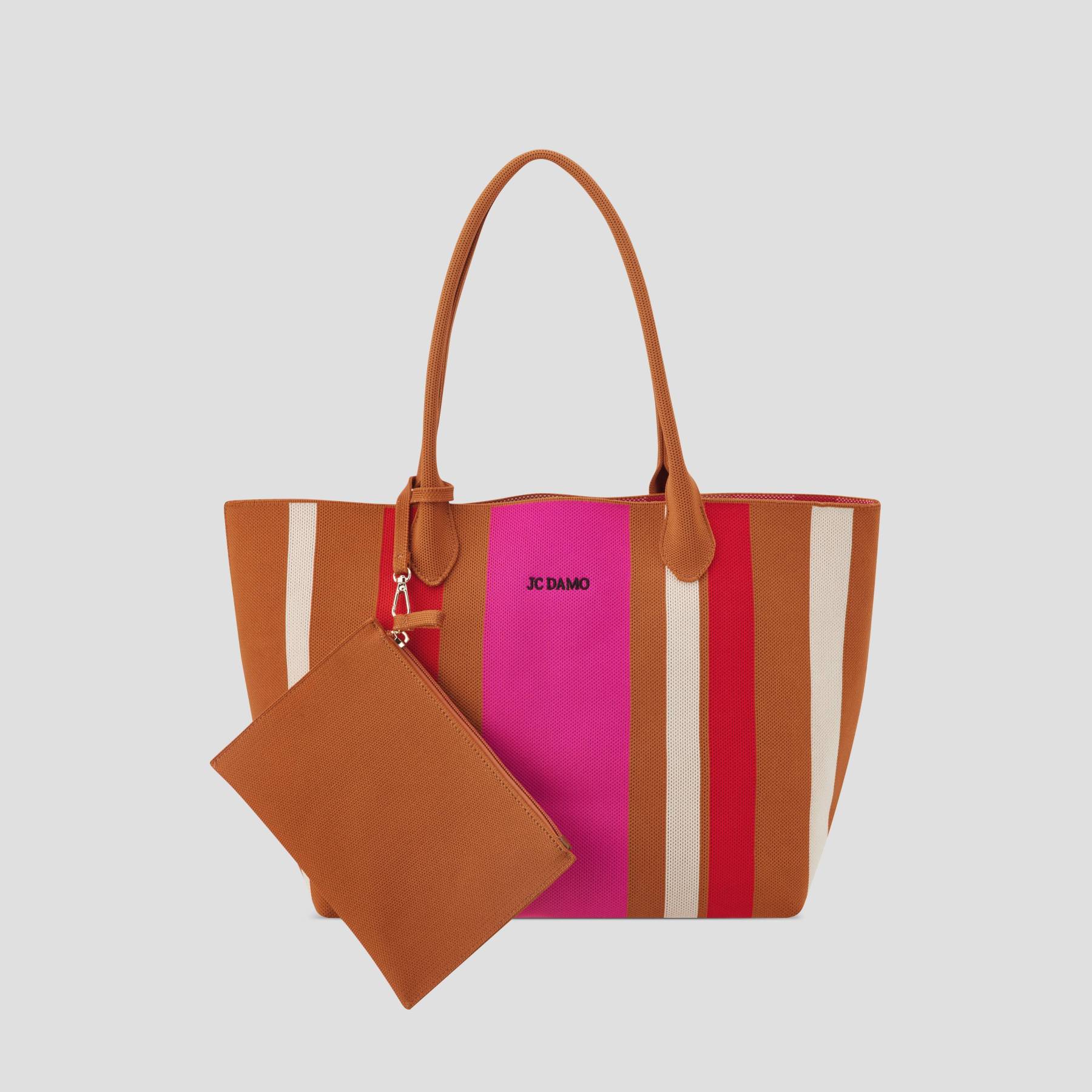Striped color-blocking market basket bag