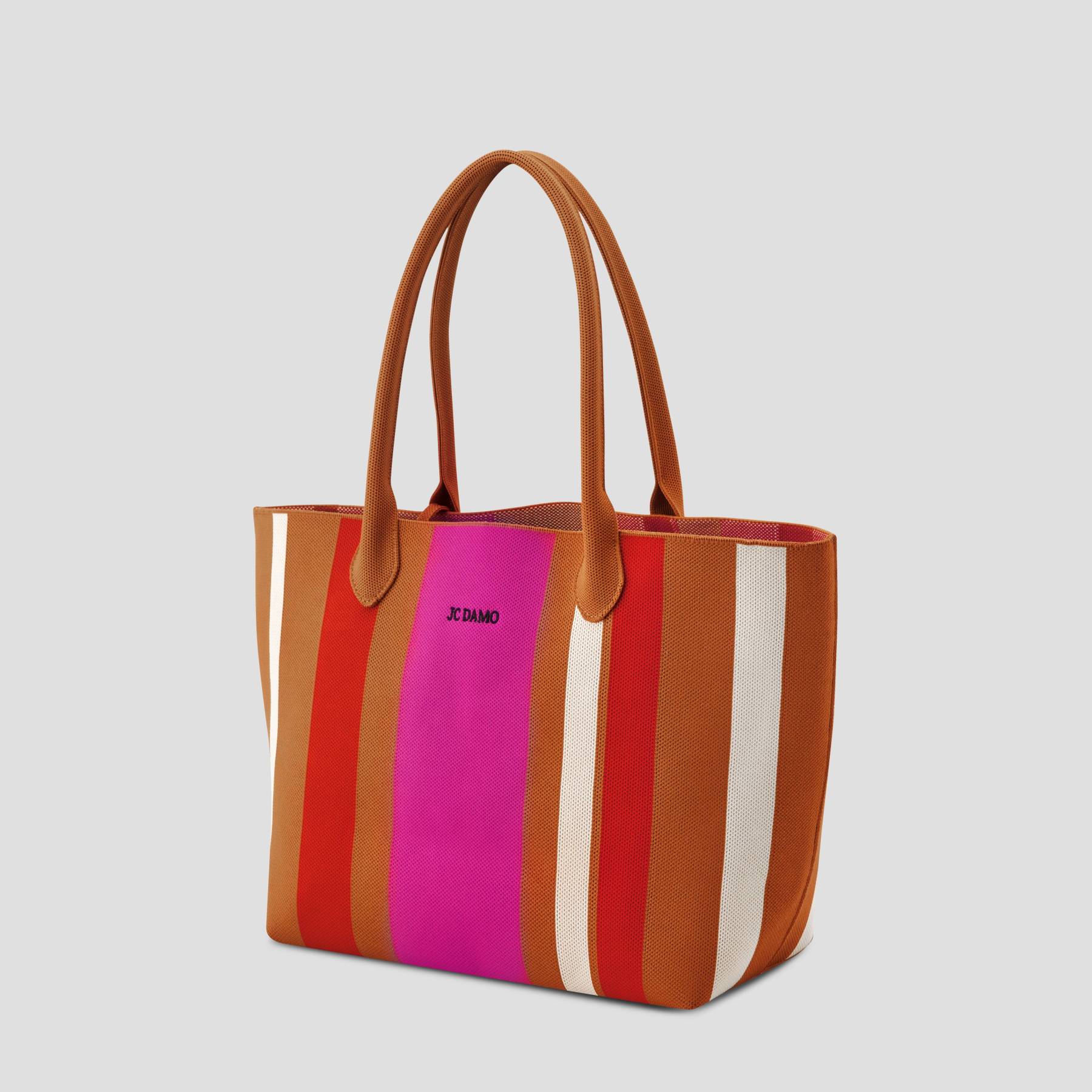 Striped color-blocking market basket bag